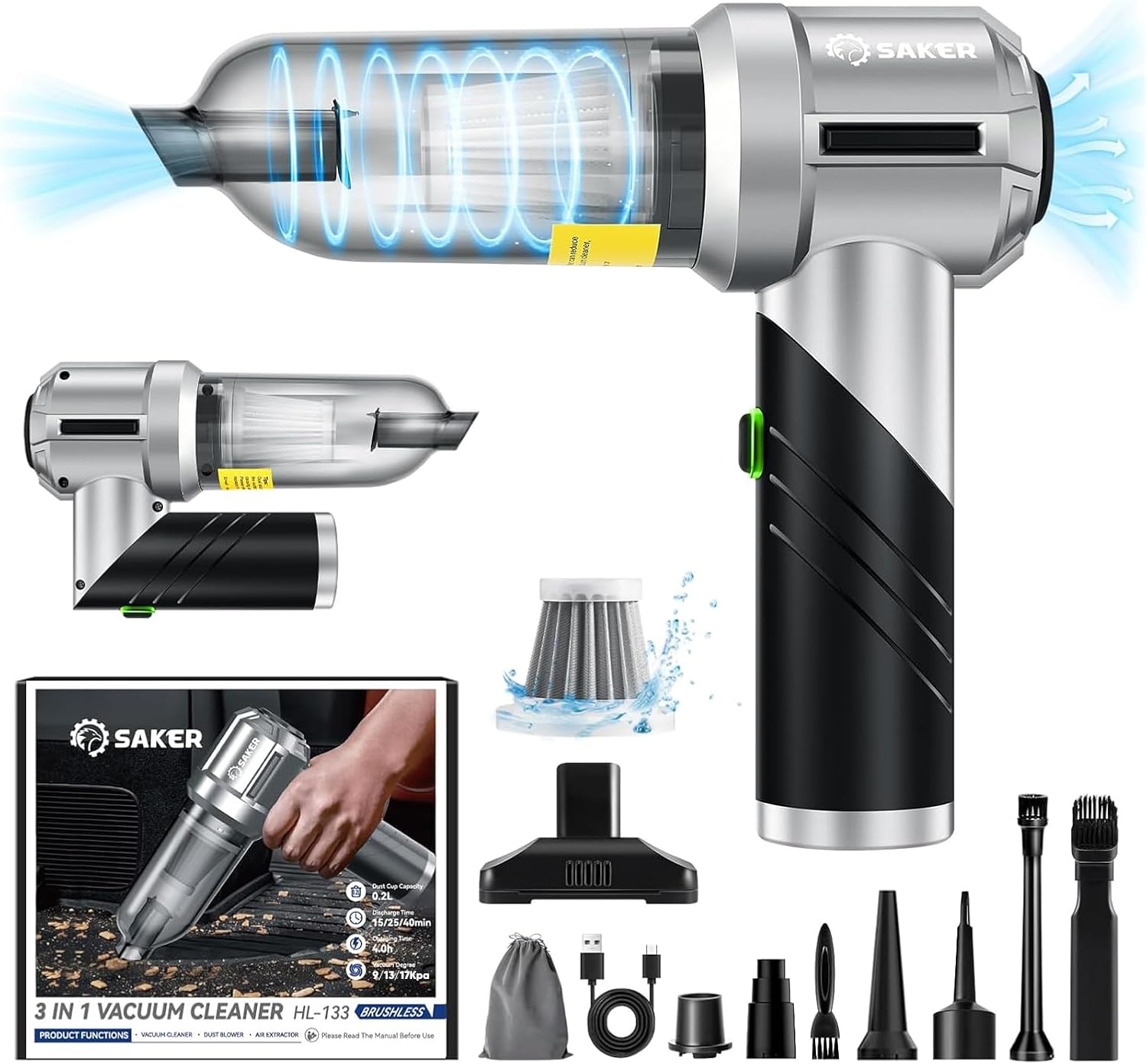 Saker Portable Handheld Vacuum Cordless Portable