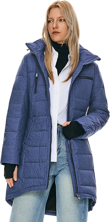Orolay Women's Winter Down Jacket Long Quilted Puffer Coat Warm Hooded Slim Fit Outerwear